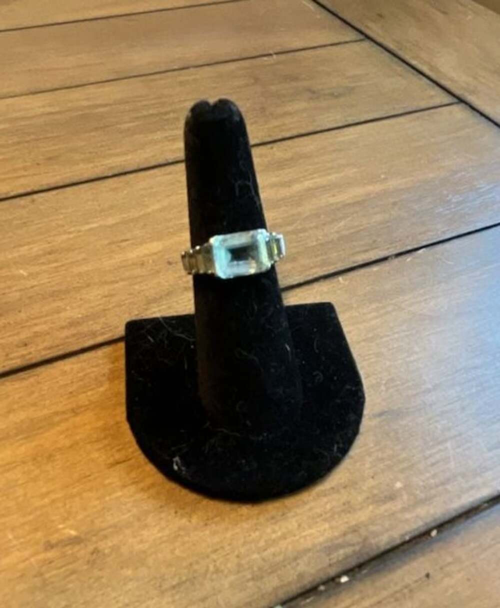 Sterling Silver Blue Topaz Emerald Cut Ring